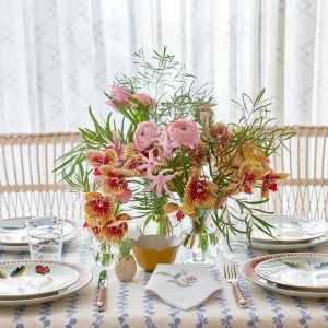 Seppele Stripe Frill Tablecloth Cornflower