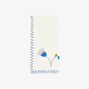 Serendipity Embroidered Napkin - Sapphire