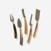Set of Five Ox Horn Cheese Knives