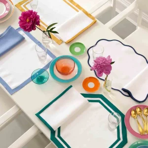 Set of Four Octagon Placemats Ice Blue