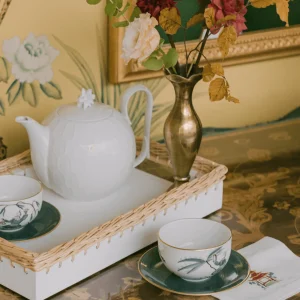 Set of Six Pagoda Embroidered Cocktail Napkins
