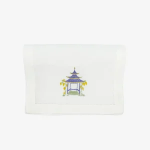 Set of Six Pagoda Embroidered Cocktail Napkins