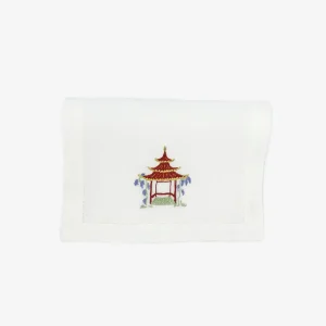 Set of Six Pagoda Embroidered Cocktail Napkins