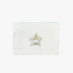 Set of Six Pagoda Embroidered Cocktail Napkins