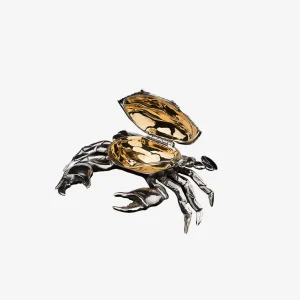Silver and Gold Vermeil Crab Salt Cellar with Spoon