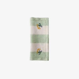 Sirkus Stripe Embroidered Napkin Pistachio