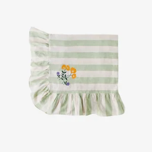Sirkus Stripe Embroidered Frill Tablecloth Pistachio