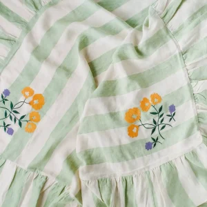 Sirkus Stripe Embroidered Frill Tablecloth Pistachio