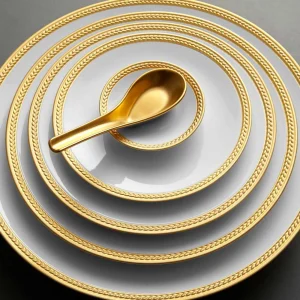 Soie Tressée Gold Dinner Plate