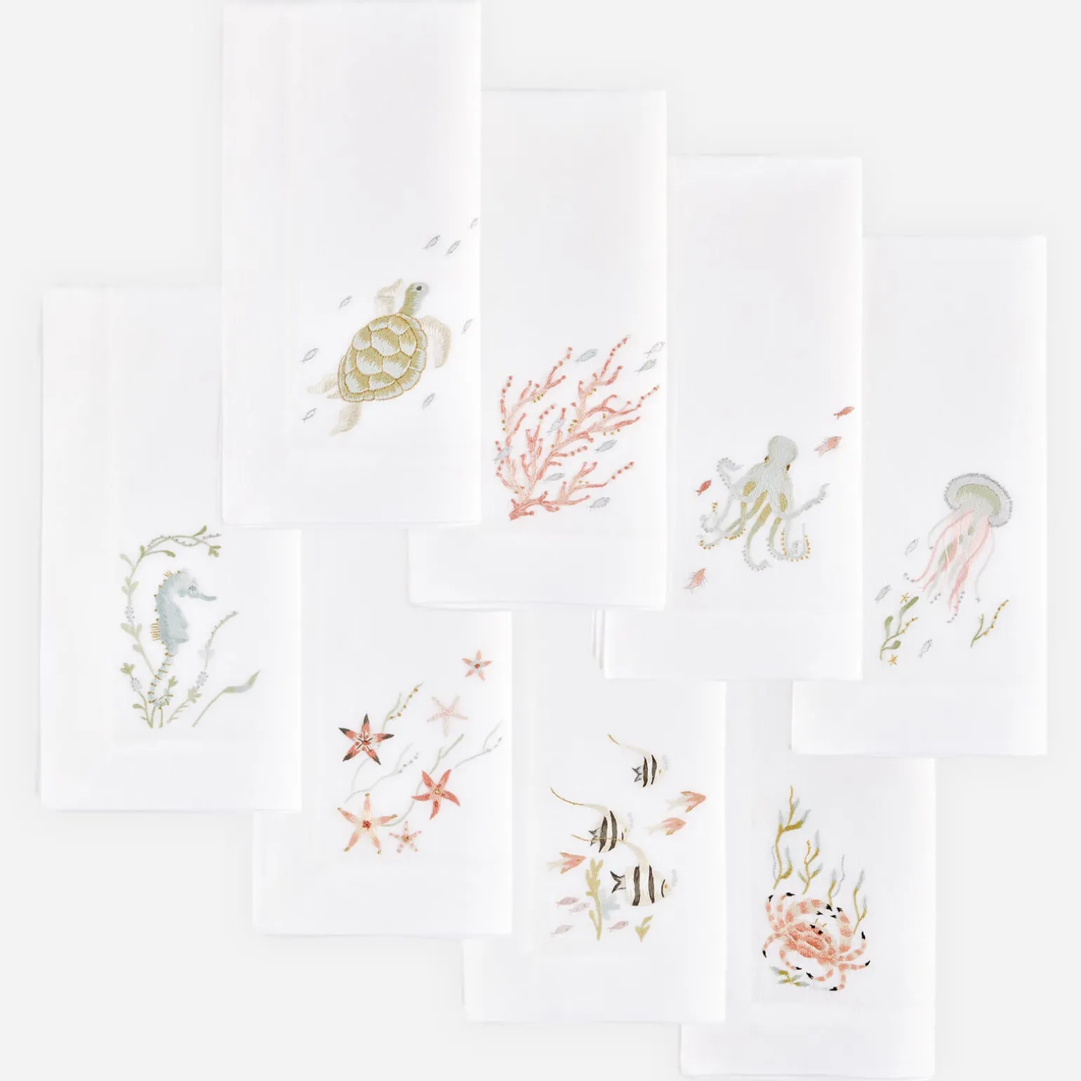 under_the_sea_handembroid_0.webp Under the Sea Hand-Embroidered Napkin - Set of 8